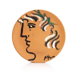Mara Karetsos, Painted terracotta plate, c.1970