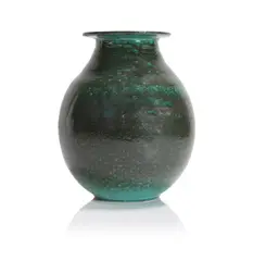 Abdo Nagi, Large earthenware vase with a disc rim, all covered in a metallic green glaze