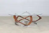 Stefano Bigi, Contemporary 'Infinity' coffee table, the curved walnut frame supporting a glass top