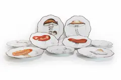 Alberto Pinto, Set of eleven enamelled Limoges porcelain plates