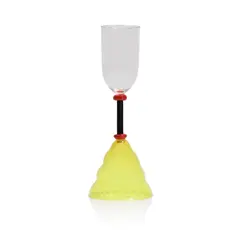 Marco Zanini, 'Vega' glass vase, 1982, the clear glass body raised on a black glass stem