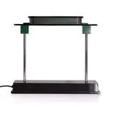 'Pausania' desk lamp by Ettore Sottsass, 1983, the mesh-lined shade raised on moulded resin elements and chromed supports, sold Jul 2024