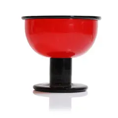 'Alucia' by Ettore Sottsass, 1972, the red incalmo glass bowl with a black rim, sold Jul 2024