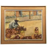 Hombre con jarros by Autor No Identificado, Óleo sobre tela, sold Jul 2024