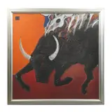 Juan Sebastián Barberá, Toros II, 1993, Acrílico y mixta sobre tela