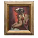 Ramón Espino Barros, Desnudo con caballete, 1972, Óleo sobre tela