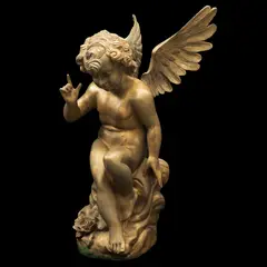 Amorcillo Sentado, SIGLO XX, Bronce, acabado dorado