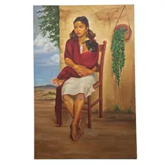 Mujer y niño con rebozo by Anónimo, Óleo sobre tela, offered Jul 2024