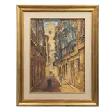 Joaquin Martinez Navarrete, Calle de jardines, Toledo, 1971, Acuarela sobre papel