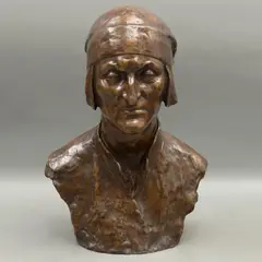 Busto de Dante Alighieri, SIGLO XX, Bronce, patinado en color marrón