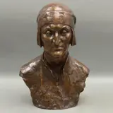 Busto de Dante Alighieri, SIGLO XX, Bronce, patinado en color marrón