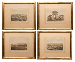 Álbum Mexicano, FUENTE DE NEPTUNO- PANORAMA DE PUEBLA -ACUEDUCTO DE QUERÉTARO, LITOGRAFÍAS