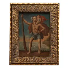 San Cristóbal, MÉXICO, PRINCIPIOS DEL SIGLO XIX, Óleo sobre tela, adherido a madera