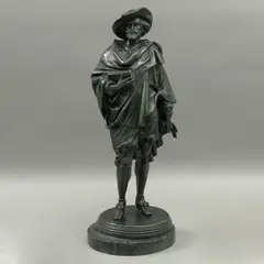 Anton van Dyck, SIGLO XX, Bronce, patinado en color verde; base de mármol veteado