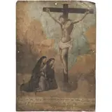 Exvoto A Cristo Crucificado, MÉXICO, SIGLO XIX, Óleo sobre lámina de zinc a doble vista