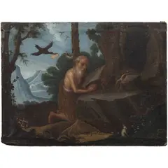 MÉXICO, SIGLO XVIII by San Pablo Ermitaño, Óleo sobre tela, sold Jun 2024