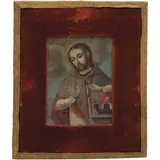 San Juan Nepomuceno, MÉXICO, CA., 1800, Óleo sobre lámina de cobre montada sobre MDF cubierto de terciopelo rojo