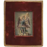 San Miguel Arcángel, MÉXICO, CA., 1900, Óleo sobre lámina de zinc