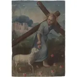 Divino Pastor, MÉXICO, CA., 1800, Óleo sobre tela montado sobre madera