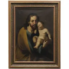 Agustín Arrieta, SAN JOSÉ CON EL NIÑO, Óleo sobre tela