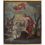 El Bautismo de Cristo, MÉXICO, SIGLO XVIII, Óleo sobre tela