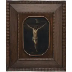 Crucifixión, MÉXICO, CA., 1800, Óleo sobre lámina de cobre