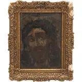 Divino Rostro, MÉXICO, SIGLO XIX, Óleo sobre lámina de zinc