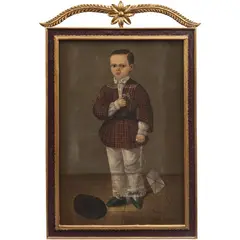 José María Estrada, RETRATO DE NIÑO CON PAPALOTE, Óleo sobre tela