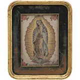 Virgen de Guadalupe, MÉXICO, CA., 1800, Óleo sobre lámina de zinc