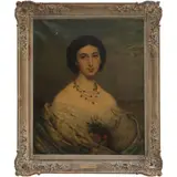 Edouard Louis Dubufe, RETRATO DE DAMA, Óleo sobre tela