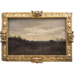 Karl Gillissen, VISTA DE CAMINO CON COMITIVA (PROBABLEMENTE MAXIMILIANO RUMBO A QUERÉTARO), Óleo sobre tela