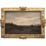 Karl Gillissen, VISTA DE CAMINO CON COMITIVA (PROBABLEMENTE MAXIMILIANO RUMBO A QUERÉTARO), Óleo sobre tela