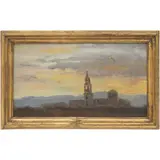 PAISAJE CON IGLESIA by José Inés Tovilla, Óleo sobre tela montado sobre MDF, offered Jun 2024