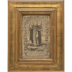 San Vicente Ferrer, MÉXICO, SIGLO XVIII, Grabado al aguafuerte sobre textil