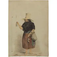 A. A. Bonnaffé, LA CHOLA FRUTERA, Litografía de época coloreada posteriormente