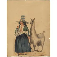 A. A. Bonnaffé, LA CHOLA DE LA SIERRA, Litografía de época coloreada posteriormente