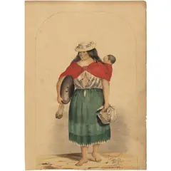 A. A. Bonnaffé, CHOLA DE LA MONTAÑA, Litografía de época coloreada posteriormente