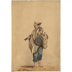 A. A. Bonnaffé, CHOLO DE LA MONTAÑA, Litografía de época coloreada posteriormente