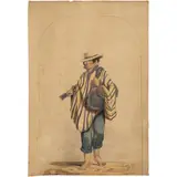 A. A. Bonnaffé, CHOLO DE LA MONTAÑA, Litografía de época coloreada posteriormente