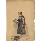 A. A. Bonnaffé, LA CHOLA PESCADERA, Litografía de época coloreada posteriormente
