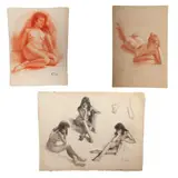 Alfonso Tirado Tapia, Estudios de cuerpo, Sanguina y carboncillo sobre papel