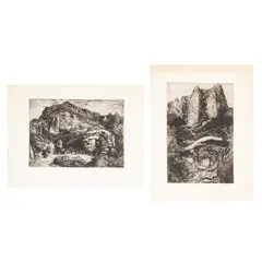 Francisco Moreno Capdevila, a) Paisaje de Tepectlán, Grabados al aguafuerte prueba de artista y 1 / 10