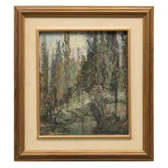 Pedro Galarza Duran, Paisaje Boscoso, Óleo sobre tabla