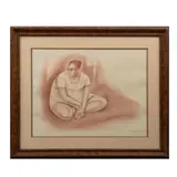 Raúl Anguiano, Mujer sentada, 1974, Litografía 57 / 100