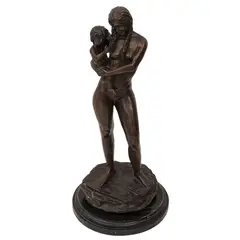 Gabriel Ponzanelli, MATERNIDAD, Bronce, patinado en color marrón; base de mármol negro (fracturada)