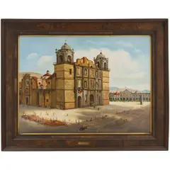 Catedral de Oaxaca, MÉXICO, SIGLO XIX, Óleo sobre tela