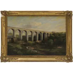 Paisaje Con Acueducto, MÉXICO, SIGLO XIX, Óleo sobre tela