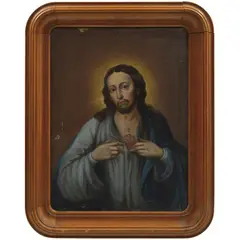 MÉXICO, FINALES DEL SIGLO XIX by Sagrado Corazón de Jesús, Óleo sobre tela, offered May 2024
