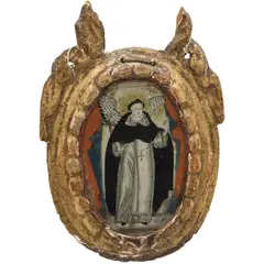 San Vicente Ferrer, MÉXICO, SIGLO XIX, Tinta sobre vidrio eglomizado