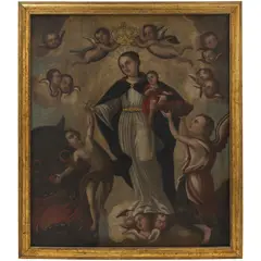 Virgen de la Luz, MÉXICO, SIGLO XVIII, Óleo sobre tela